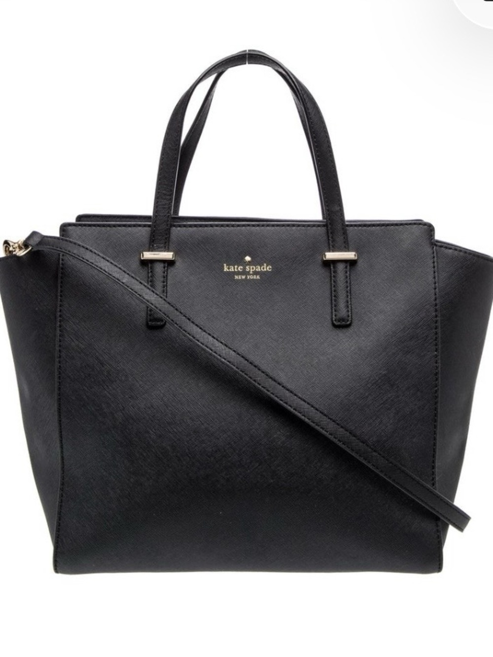 kate spade Black Saffiano Tote with Gold Accent